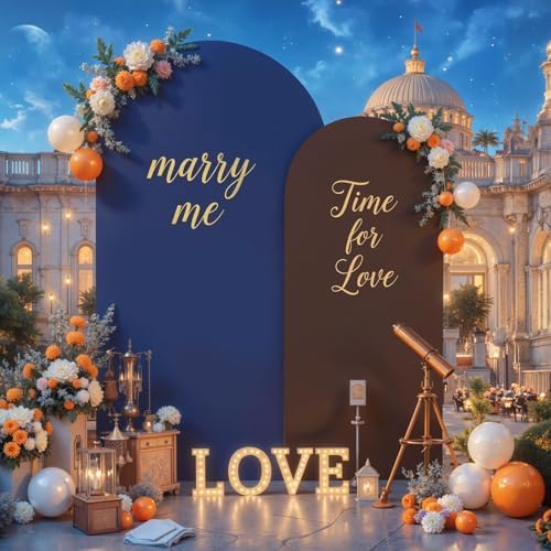 7.2FT & 6FT Arch Backdrop Cover, Navy Blue & Brown Wedding Arch Covers, Spandex Arch Covers Stretchy Backdrop for Bridal Shower Baby Shower Birthday Decoration - Image 4