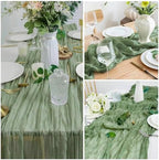 Sage Green Cheesecloth Table Runner 16 Pack 21x120 Inch Gauze Easter Spring Table Runner Sheer Polyester Cheese Cloth Boho Table Runners Decor for Wedding Baby Shower Candlelight Dinner - Image 6