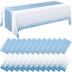 Breling 24 Pack Baby Blue and White Tablecloths and Satin Table Runner Set by Breling