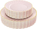 YOUBET 60PCS Pink Scalloped Plastic Plates for Party Wedding Baby Shower by YOUBET