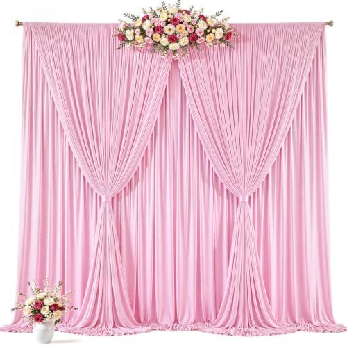 10ft x 10ft Pink Backdrop Curtains, Baby Pink Drapes for Backdrop Fabric - Image 6