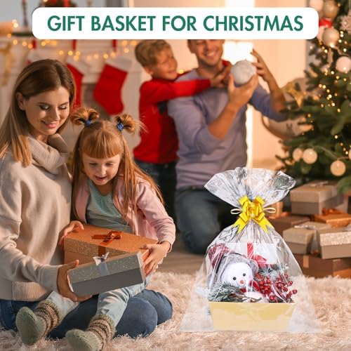 AFOROEOA 20PACK Baskets for Gifts Empty, 10x12”Thick Kraft Gift Basket with 20 Bows 20 Bags Empty Gift Baskets for Christmas, Valentine’s Day, Easter, Birthdays, Snacks, Farmers Market - Image 7