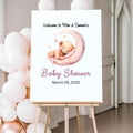 Baby Shower, Sprinkle, Gender Reveal, Sleepy Bear on Pink Moon Guest Sign-in Board, Custom Signature Book Alternative, Personalized Keepsake Party Decor. Premium Acrylic Sign, Made in USA by MIRRORMANIA