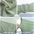 Sage Green Chair Sashes 60 Pack Spandex Sage Green Sashes for Chairs Stretch Chair Sashes Clearance with Heart Buckle Slider for Wedding Banquet Party Decorations - Image 3