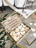 jinfu Custom Transparent Heart Alternative Rustic Wedding Guest Book,Wedding Guest Book Alternative Wedding Decor Drop Heart Guestbook,Personalized Wedding Guest Book (no Wood Box,35x40cm 100 Hearts) - Image 2