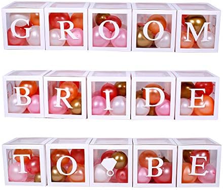 96 PC Bridal Shower Decorations Balloon Boxes White- Transparent Block with BRIDE TO BE + GROOM + A - Z Letters and 40 Balloons- Engagement Bachelorette Parties Weddings Centerpieces Photo Booth Props - Image 6