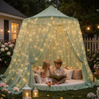 20 x 10ft Sage Green Chiffon Backdrop Curtain with Lights String for Parties,4 Panels Sheer Tulle Curtain Wedding Backdrop for Baby Shower Birthday Party Ceremony Reception Home Decorations - Image 7