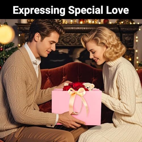 EUSOAR Pink Gift Bags with Ribbon Bow, 50pcs 12.5"x4.5"x11" Thank You Gift Bags with Handles, Large Gift Wrap Treat Bags Bulk for Wedding Baby Shower Birthday Anniversary Holiday Party - Image 5