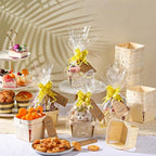Pinkunn 30 Set Wooden Gift Baskets, with Clear Wrap Paper Bow Rope, 4'' - Image 2