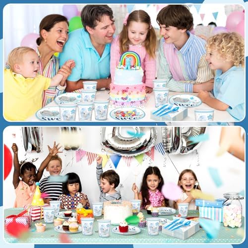 Dandat 350 Pcs Baby Shower Set, Elephant, Blue - Image 6