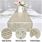 6PCS 12x72 Inch Sequin Table Runner Champagne Glitter Table Runner for Party, Wedding, Bridal Baby Shower, Event Decorations（6PCS, 12x72 Inch, Champagne） - Image 3