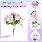 Tigeen 24 Bundles Artificial Flowers Bouquet Silk Peonies, Purple - Image 2