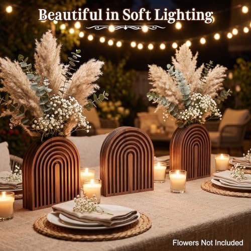 6 Pack Boho Wooden Arch Vase Rustic Wedding Centerpiece 5.1"x5.9" - Image 5
