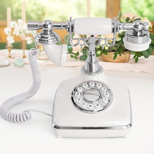 UKBW Audio Guest Book Wedding Phone, Audio Phone Guestbook, Vintage Retro Style Audio Guest Book Phone for Wedding, Birthday Party, Anniversary and Other Special Occasions(White) by UKBW