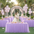 Suppromo 4 Pack 6ft Lavender Tulle Tablecloths for Rectangle Tables, 6 Foot Rectangular Table Cloth Wrinkle Free Table Cover with Tutu Skirt for Wedding Baby Shower Birthday Party Banquet Buffet Cake - Image 4