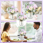 Zeyune 6 Sets Mason Jar Table Centerpiece Artificial Flower, Purple - Image 5
