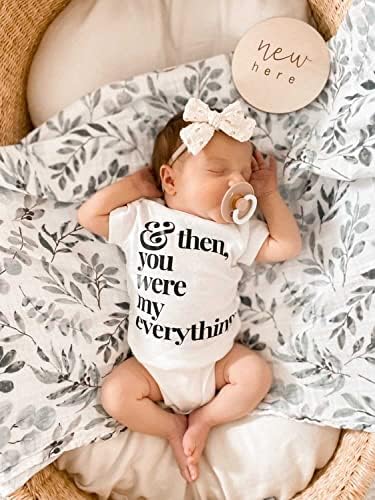 Miaoberry Organic Muslin Swaddle Blankets with Matching Hat and Wooden Hello World Newborn Sign | Eucalyptus Newborn Photography Props | Birth Announcement Sign - Image 4