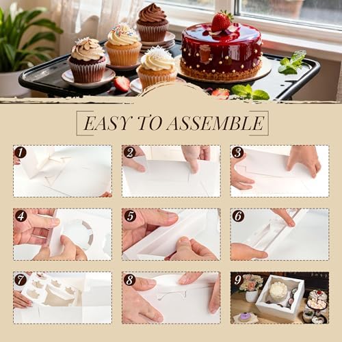 Bundle of 8 Packs Bento Cake Box with Cupcakes and Mini 24 Count Cupcake Containers 20 Pack for Wedding Birthday Party Baby Shower Baking Supplies - Image 4