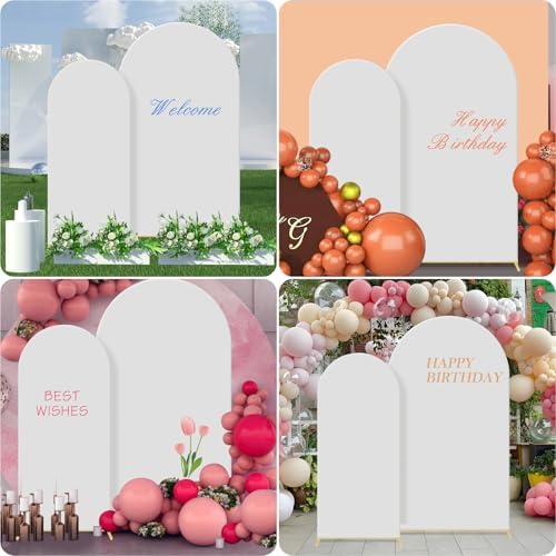 Gawicpy Wedding Arch Backdrop Stand Set Metal Arch Backdrop Stand with Wedding Arch Cover, Wedding Balloon Arch Backdrop Stand for Birthday, Baby Shower, Anniversary (White, 5.9FT+7.2FT) - Image 6