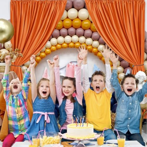 10 x 10 Feet Orange Backdrop Curtain for Partie, Background Curtains for Photoshoot, Birthday, Wedding, Halloween, Thanksgiving, Christmas Day, New Year Party Decorations 5Ft x 10Ft, 2 Panels - Image 4