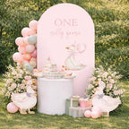 Arch Backdrop Cover One Silly Goose Baby Shower Girl Pink 1st Birthday Party Decors Spandex Stretchy Arch Stand Cover Plaids Cartoon Banquet Props (7.2FT,Pink) - Image 4