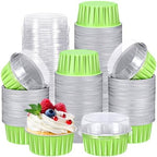 200 Pack Aluminum Cupcake Liners with Lids,Green,Plain by Gandeer