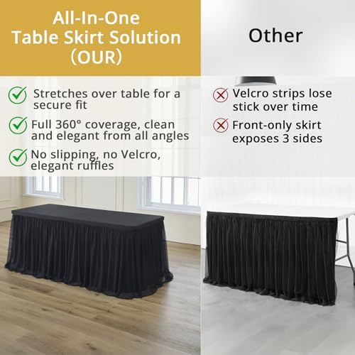 Black Tulle Tablecloth for 8 FT Rectangle Tables 4-Pack, Ideal for Weddings - Image 2