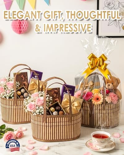 Hapring 6 Set Baskets for Gifts Empty, Large Bamboo Woven Gift Baskets - Image 2