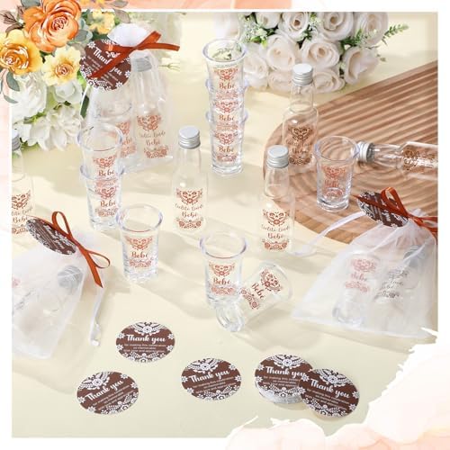 Lemonroad 36 Set Cielito Lindo Baby Shower Favors Clear Shot Glasses, Brown - Image 4