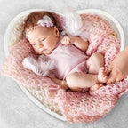HOMSFOU Heart-Shaped Wooden Posing Case Newborn Photography Prop Small White Wooden Bed for Newborn Photo Shoot - Image 4