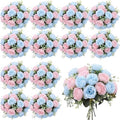 Geosar 24 Bundles Artificial Peonies Flowers,Light Pink,Light Blue by Geosar