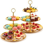 2 Pcs 3 Tiered Gold Cupcake Stand 3 Tier Stainless Steel Cupcake Stand with Removable Tiered Tray Gold Tiereds Dessert Stands Party Serving Trays Golds Cake Holder for Weddings Birthdays Decorations - Image 7