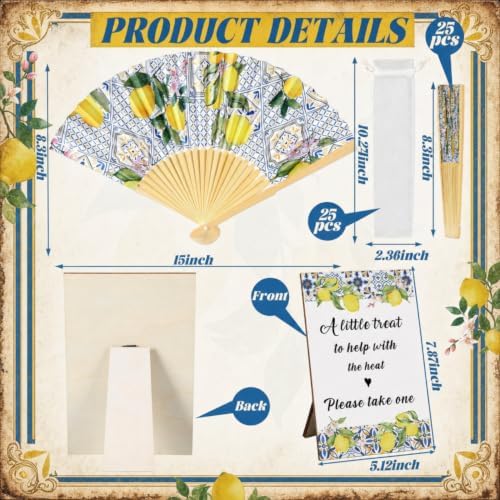 Leinuosen 51 Pcs Wedding Favors for Guests Bulk Capri Lemon Paper Fans - Image 2