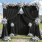 50x10ft Black Backdrop Curtain Panels for Parties - Wrinkle Free Polyester Photo Curtain Backdrop Wedding Back Drop Fabric Drapes for Party Decorations Background for Photography by WishCare