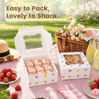 OAMCEG 50 Pack Cookie Boxes with Window, 6x6x3 Inch White Bakery Boxes for Desserts, Donuts,Cookies, Heart-shape Take-out Treat Boxes for Party & Wedding, Gifts - Image 5