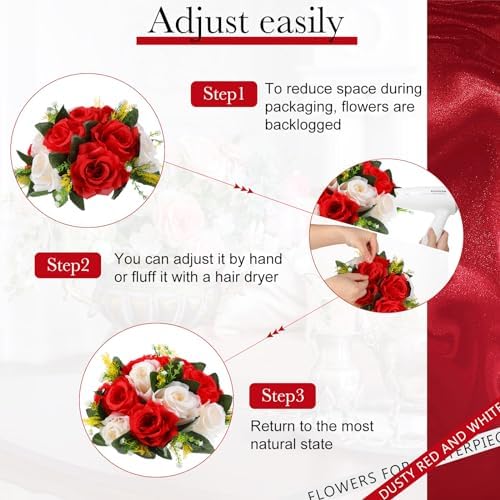 Hotop 12 Pcs Silk Rose Flower Balls,Red, White - Image 5