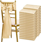 fani Champagne Satin Chair Straps Bows,120 PCS 7x108 Inch,Chair Sash by fani