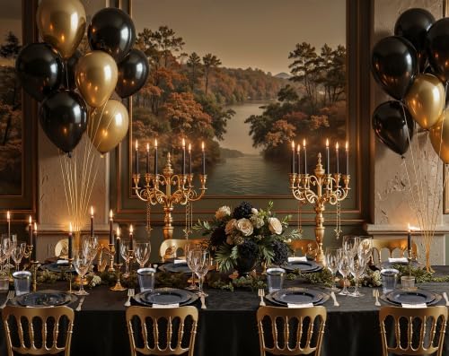 Nervure 350Pcs Black Plastic Plates, Plastic Dinnerware Set for 50 Guests - Image 5