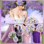 Tigeen 6 Bundles Artificial Flowers Bouquet for Wedding, Purple - Image 4