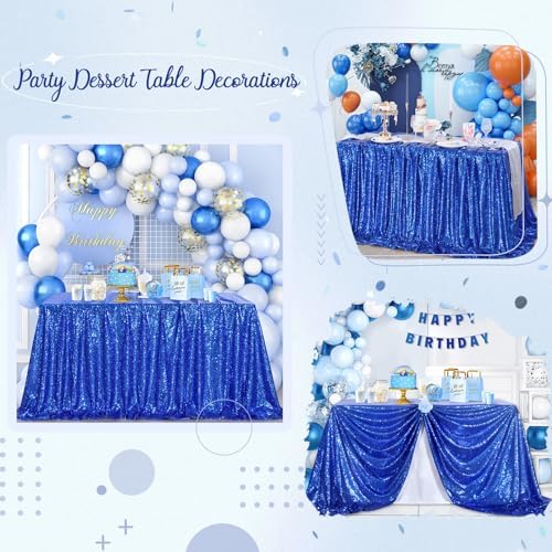 SoarDream Navy Blue Sequin Tablecloth 90"x132" Wedding Table Cloth - Image 6