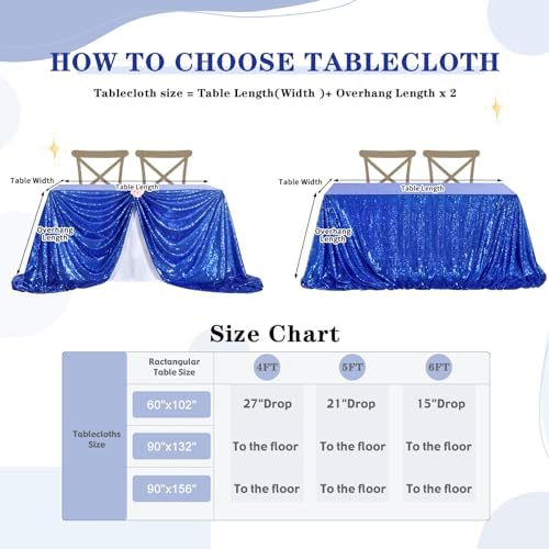 SoarDream Navy Blue Sequin Tablecloth 90"x156" Wedding Table Cloth - Image 4