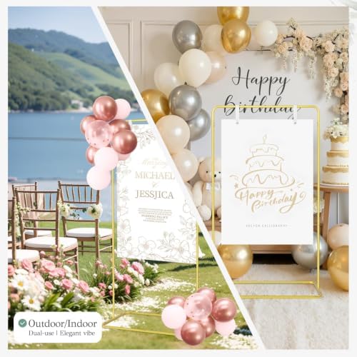 EMART Wedding Welcome Sign Stand 68'' Gold Adjustable Easel Display Stand - Image 3