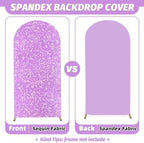 MODFUNS Sequined Lavender Arch Cover 6.6FT Spandex Arch Covers Stretchy Backdrop Wedding Arch Cover Backdrop Fabric Arch with Cover Backdrop for Wedding Ceremony Birthday Party Supplies - Image 3