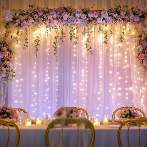 Tulle Backdrop Curtains with Lights Lavender 10x10ft Sheer Curtain Backdrop - Image 7
