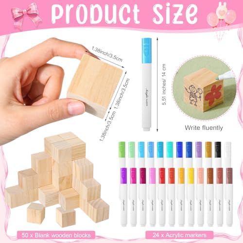 Tatuo 75 Pcs Baby Shower Party Block Games Sign to Decorate,Pink Bow - Image 3