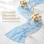 20 Pack Baby Blue 17 x 108 Inch Cheesecloth Table Runner - Boho Gauze Sheer Fabric for Wedding Baby Shower Party Home Decor - Image 5