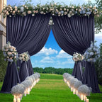 10ft x 9ft Navy Blue Backdrop Curtains for Parties Weddings, Wrinkle Free Silky Polyester Fabric Photo Backdrop Drapes, 2 Panels 5X 10 ft Navy Backfrounds Cloth for Birthday Graduation Photography by Nobed+HHT