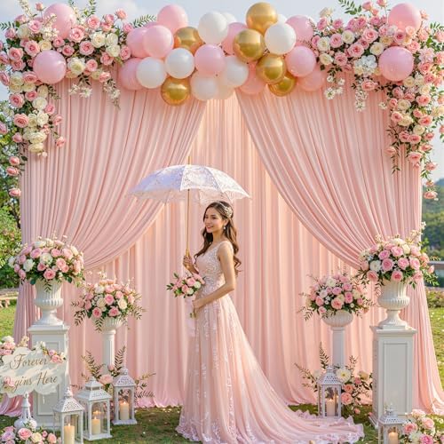 40x10ft Pale Pink Backdrop Curtains for Wedding Parties Wrinkle Free Photo Backdrop Drapes for Photography Birthday Baby Shower Soft Fabric Party Backgournd for Photoshoot 5x10ft, 8 Panels - Image 6
