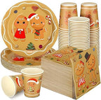 Skylety 200 Pcs Christmas Party Supplies Paper Plate, Serve 50, Gingerbread by Skylety