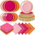 Zhehao 150 Pcs Pink and Orange Paper Plates Napkins Serves 50 by Zhehao